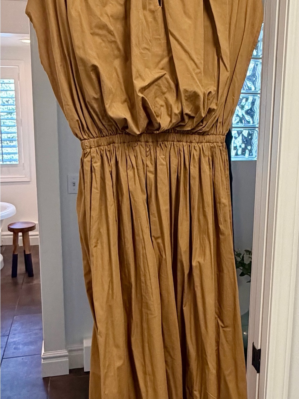 Black Crane Maxi Dress in Camel